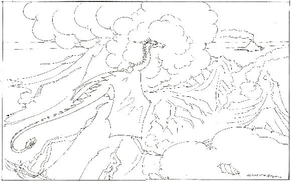 You and Mortimer fly over a fiery volcano, which makes an island in the Ocean.
