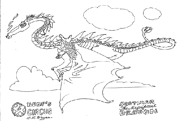 Mortimer the Magnificent Dragon flies across your page. Won't you color him with some great color?